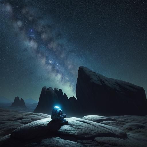 Astronaut Contemplates Starry Night Sky in Cosmic Art