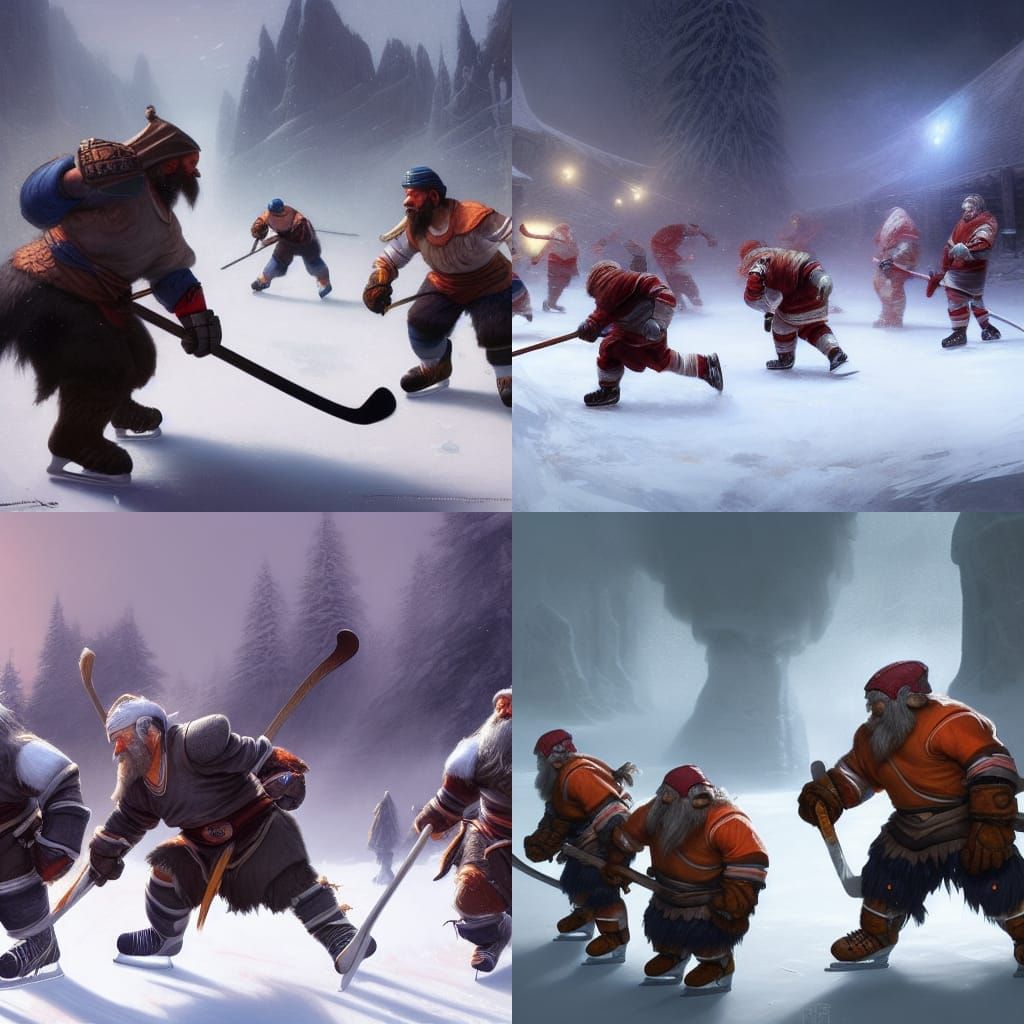 Dwarves Play Hockey in a Tolkein Fantasy World