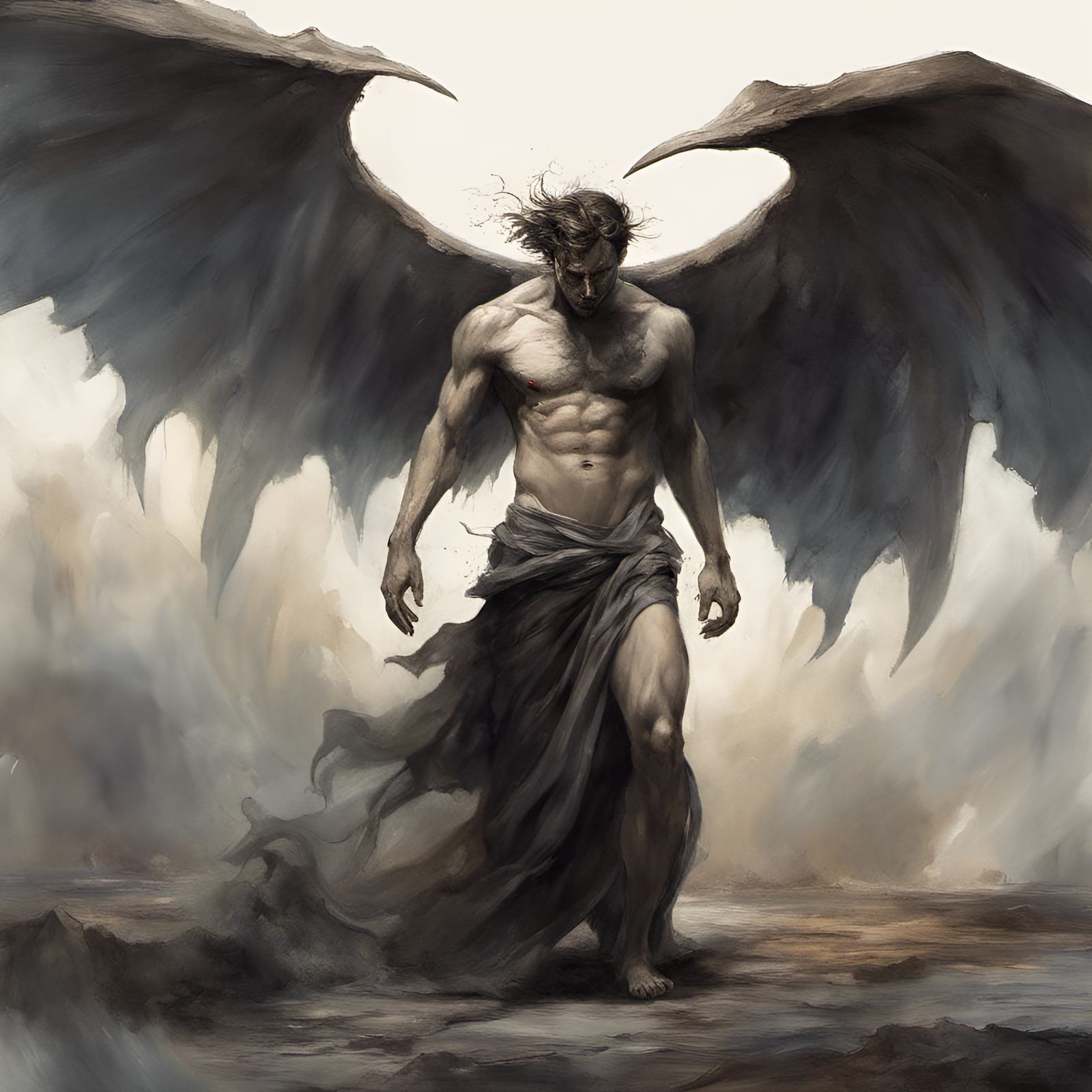 Fallen Angels in Watercolor of Armageddon