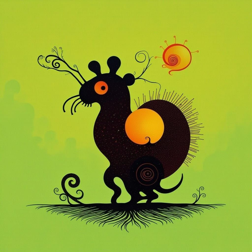 Neon Green and Orange Abstract Composition