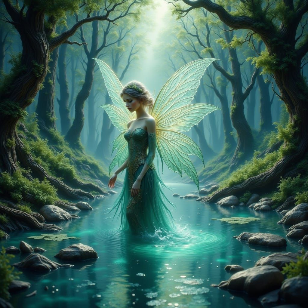 Fairy by Pool in Anime Style