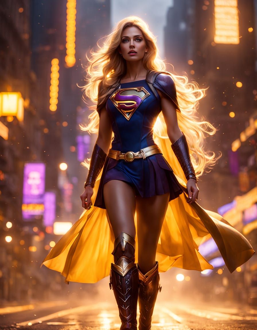 Trans Supergirl Fantasy Art in Art Nouveau Style