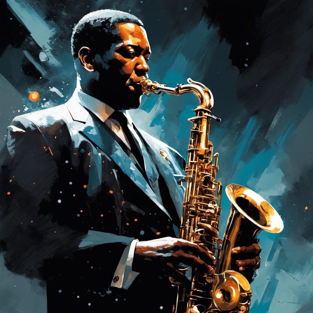 John Coltrane's Saxophone in a Nightclub, Graffiti Art
