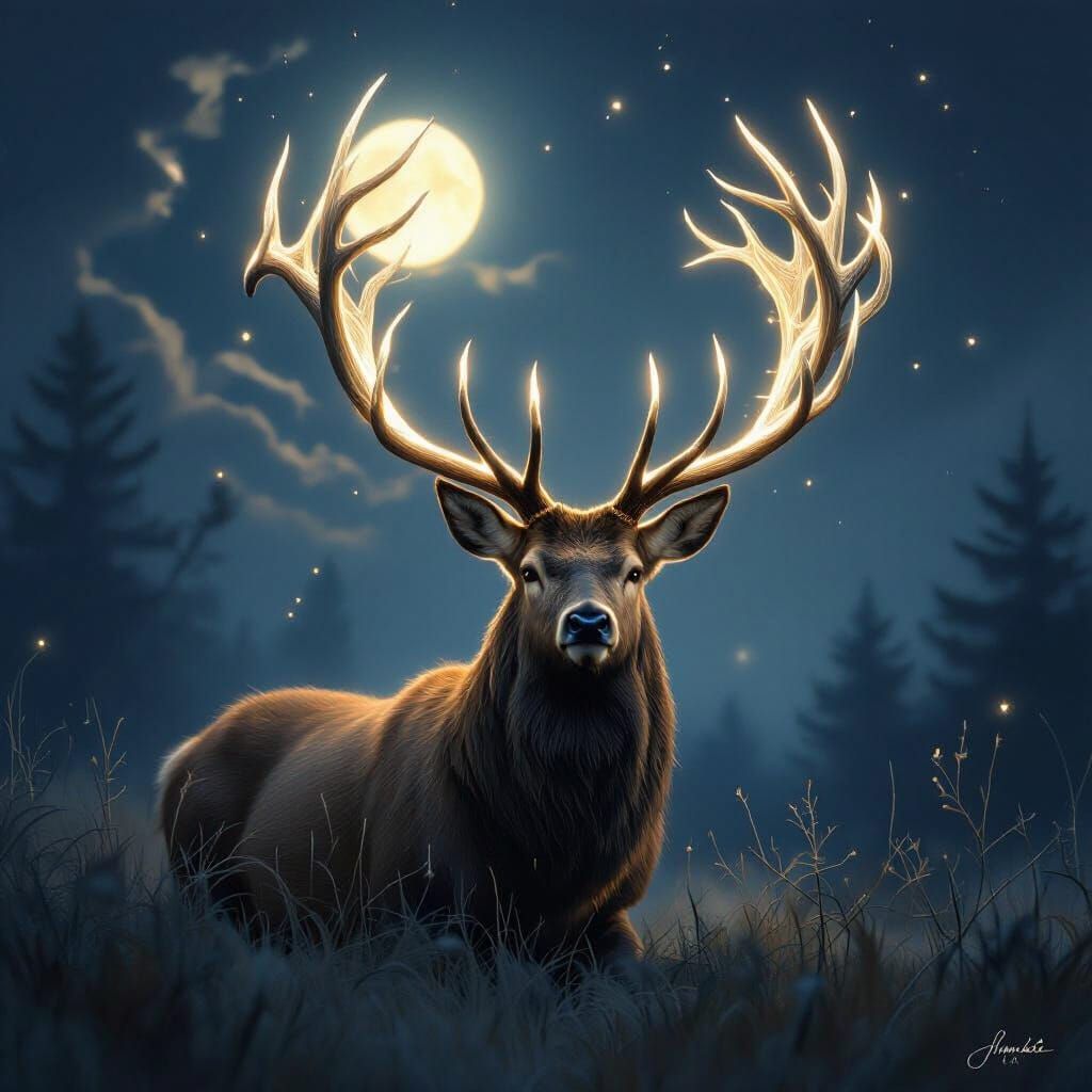 Magical Creatures: Luminous Deer and Glowing Felines