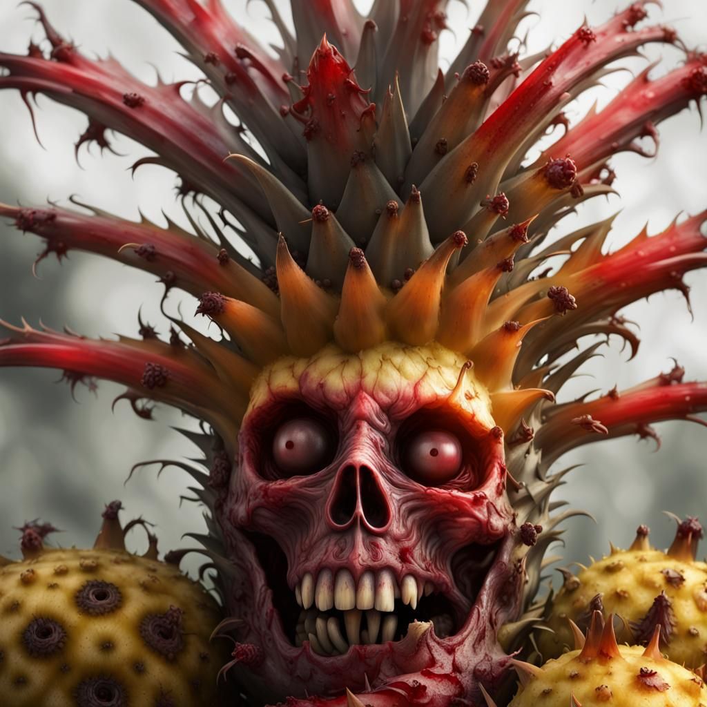 Horrific Zombie Pineapple in Dark Fantasy Style