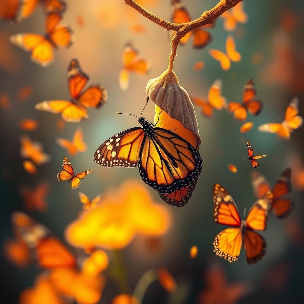 Monarch Butterfly Emergence in Abstract Style