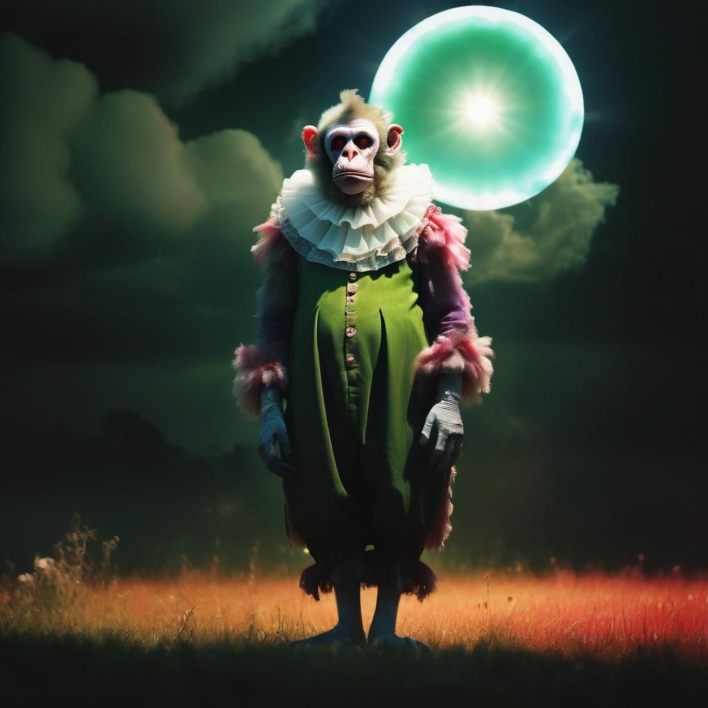 Surrealist Masterpiece: Zombie Monkey in Heavenly Meadown