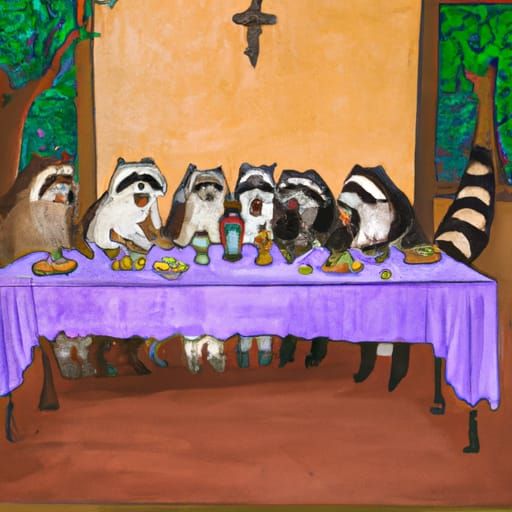 The Last Supper with racoons