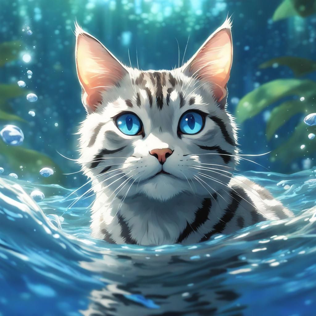Feathertail swimming happily in water