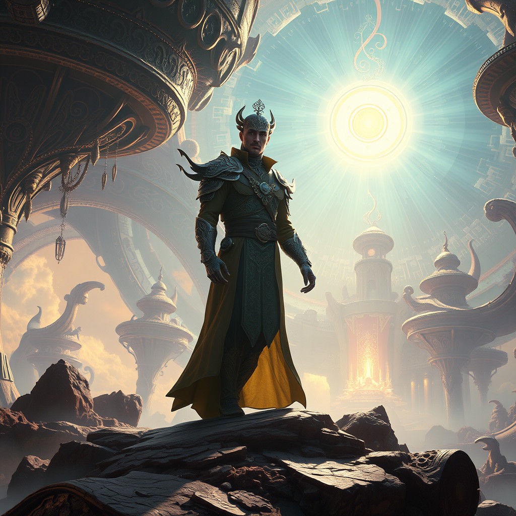 Ethereal Figure Emerges in Dreamlike Sci-Fi Landscape