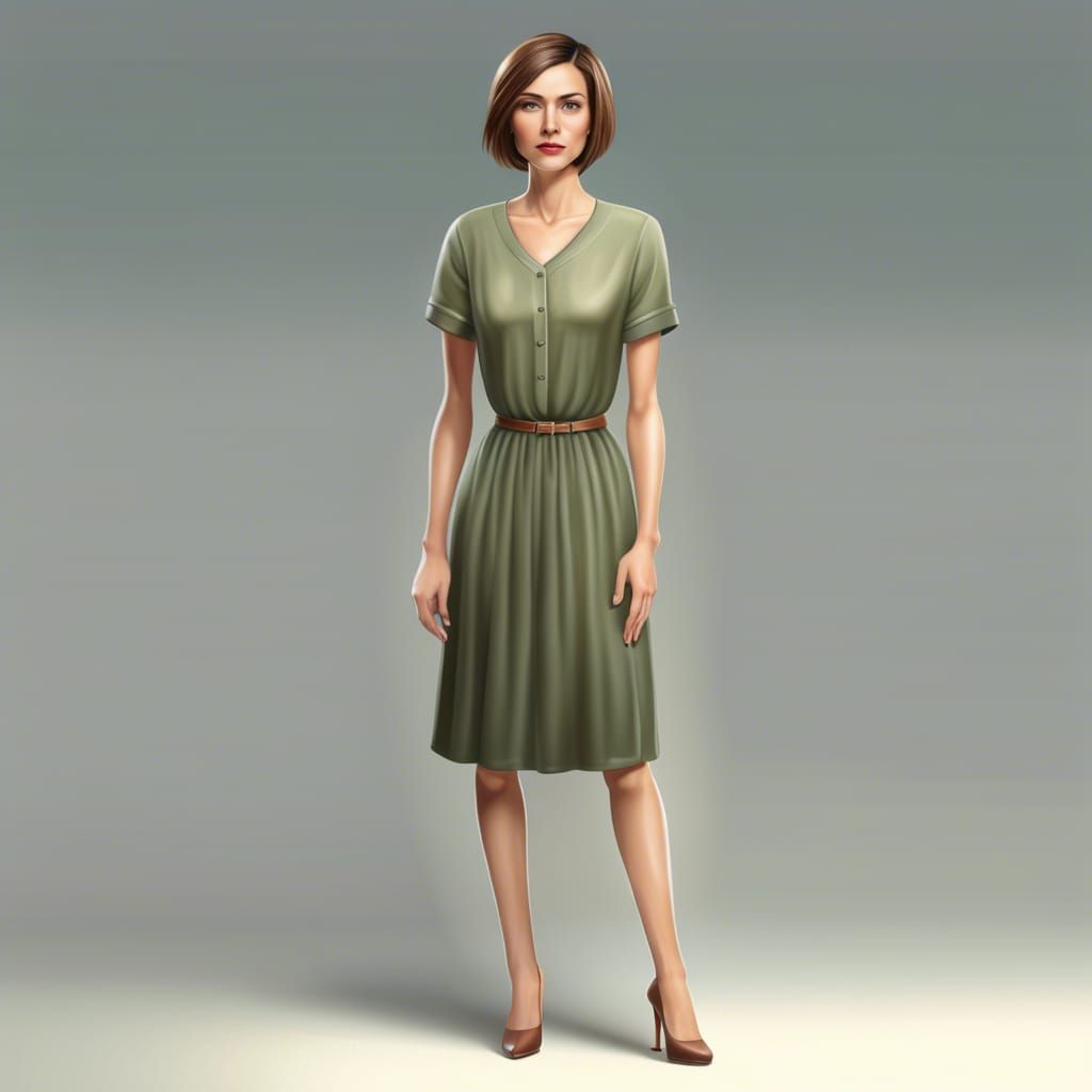 Realistic Image of Young Woman in Social Clothes