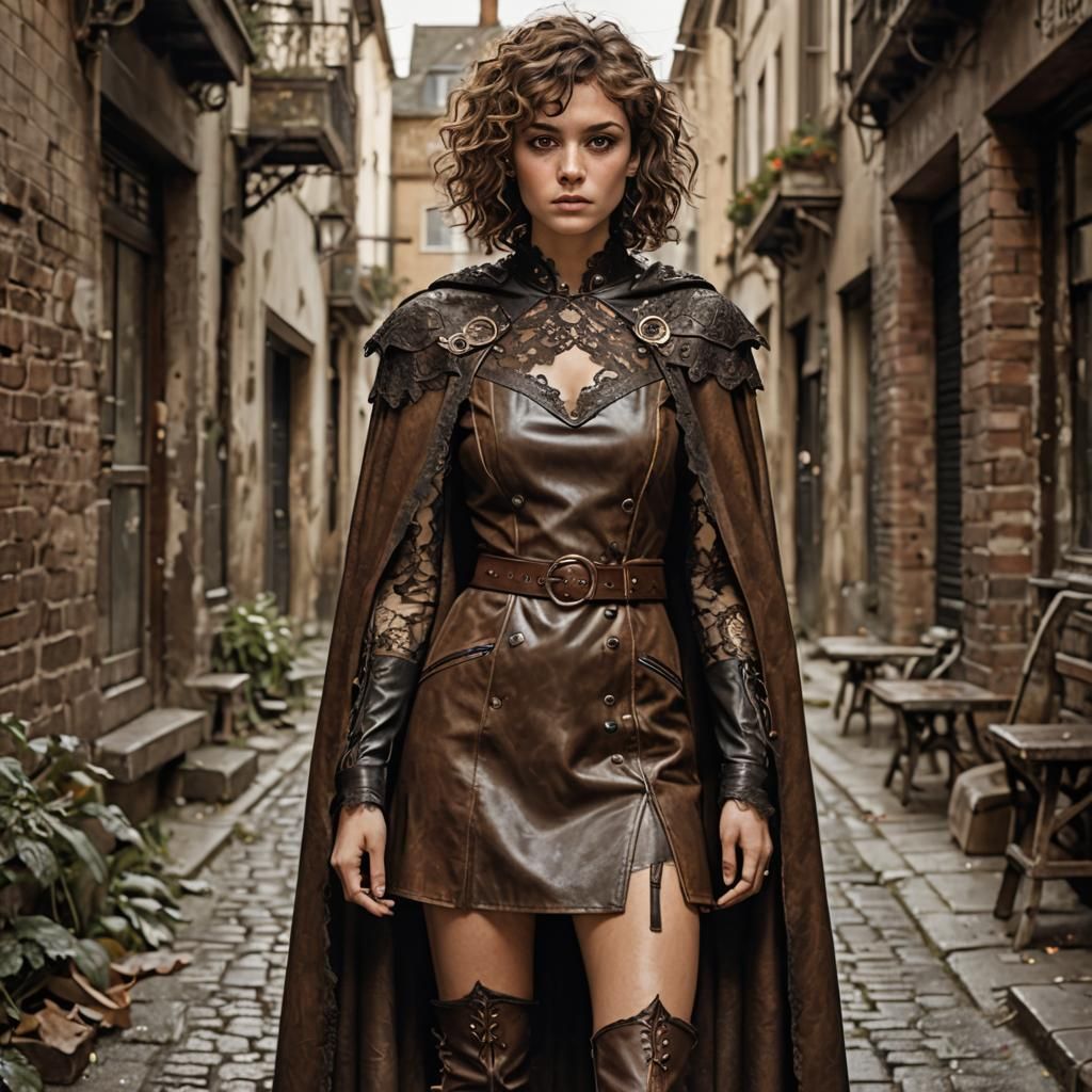 Post-Apocalyptic Punk Woman Warrior with Sword