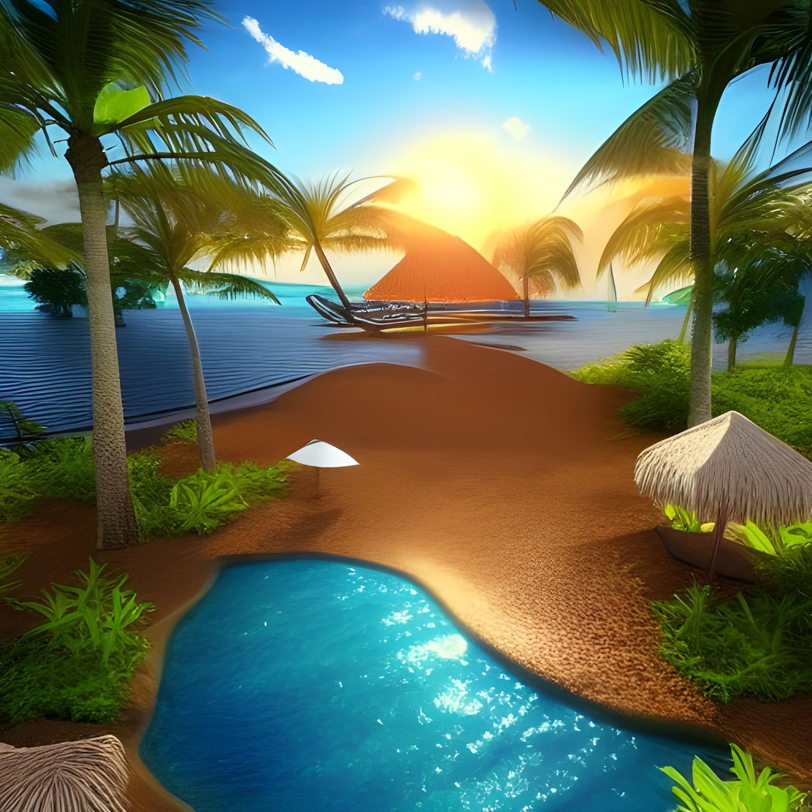 Polynesian Hidden Beach Resort in Hyperrealism