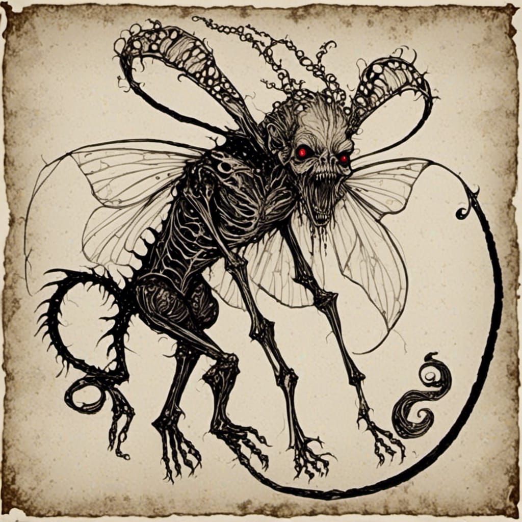 Eerie Zombie Monkey Infant in Dark Fantasy Style