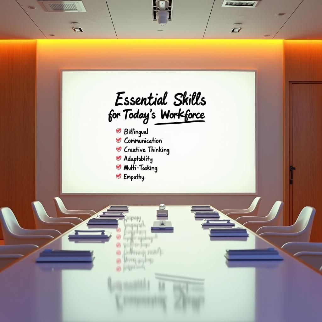 Modern Boardroom with Essential Skills Whiteboard