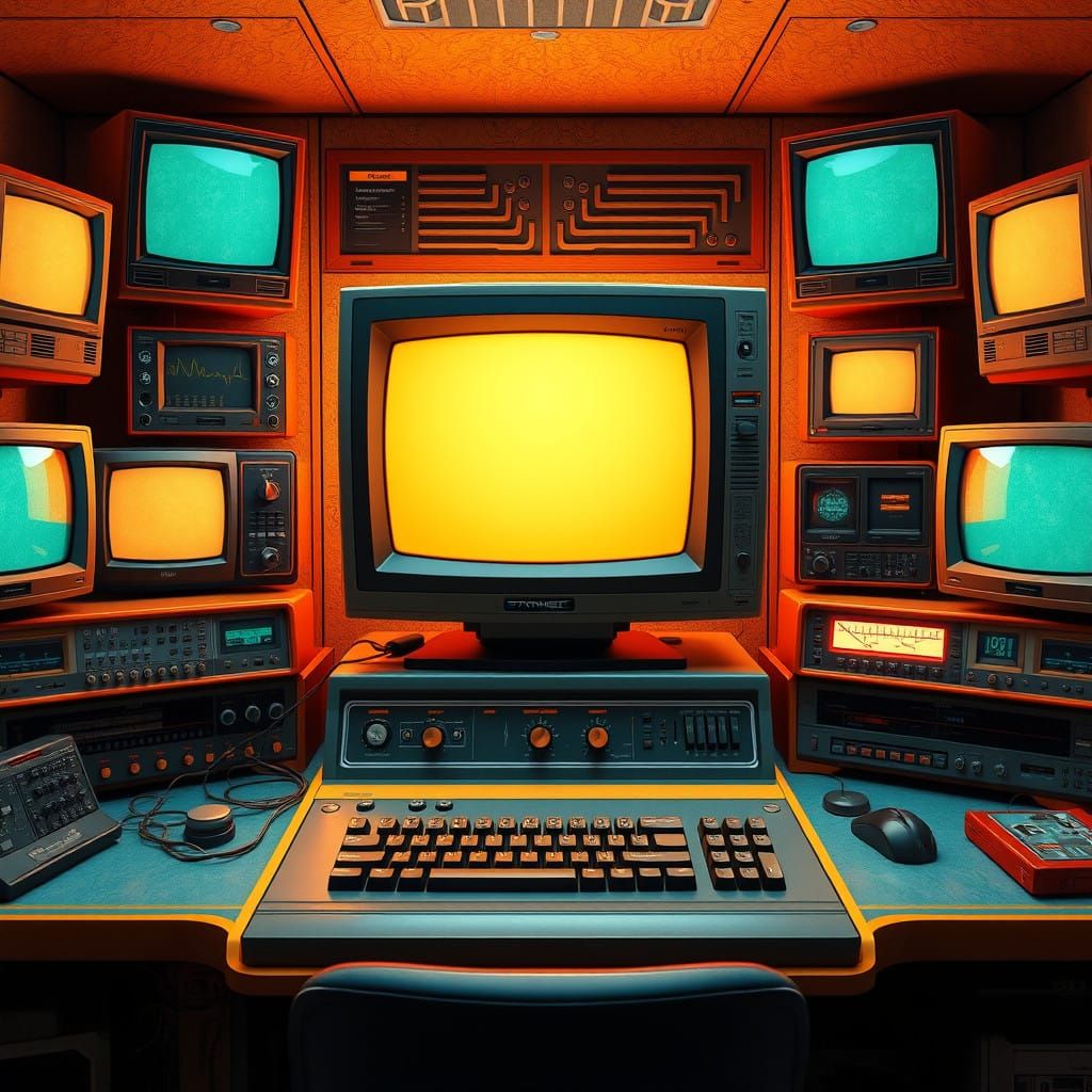 Vintage Computer Console in Golden Age Beige