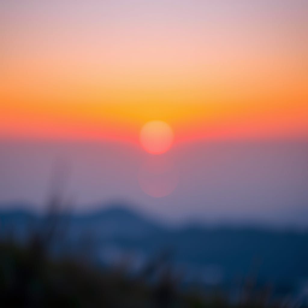 Serene Sunset Landscape in Warm Pastel Hues