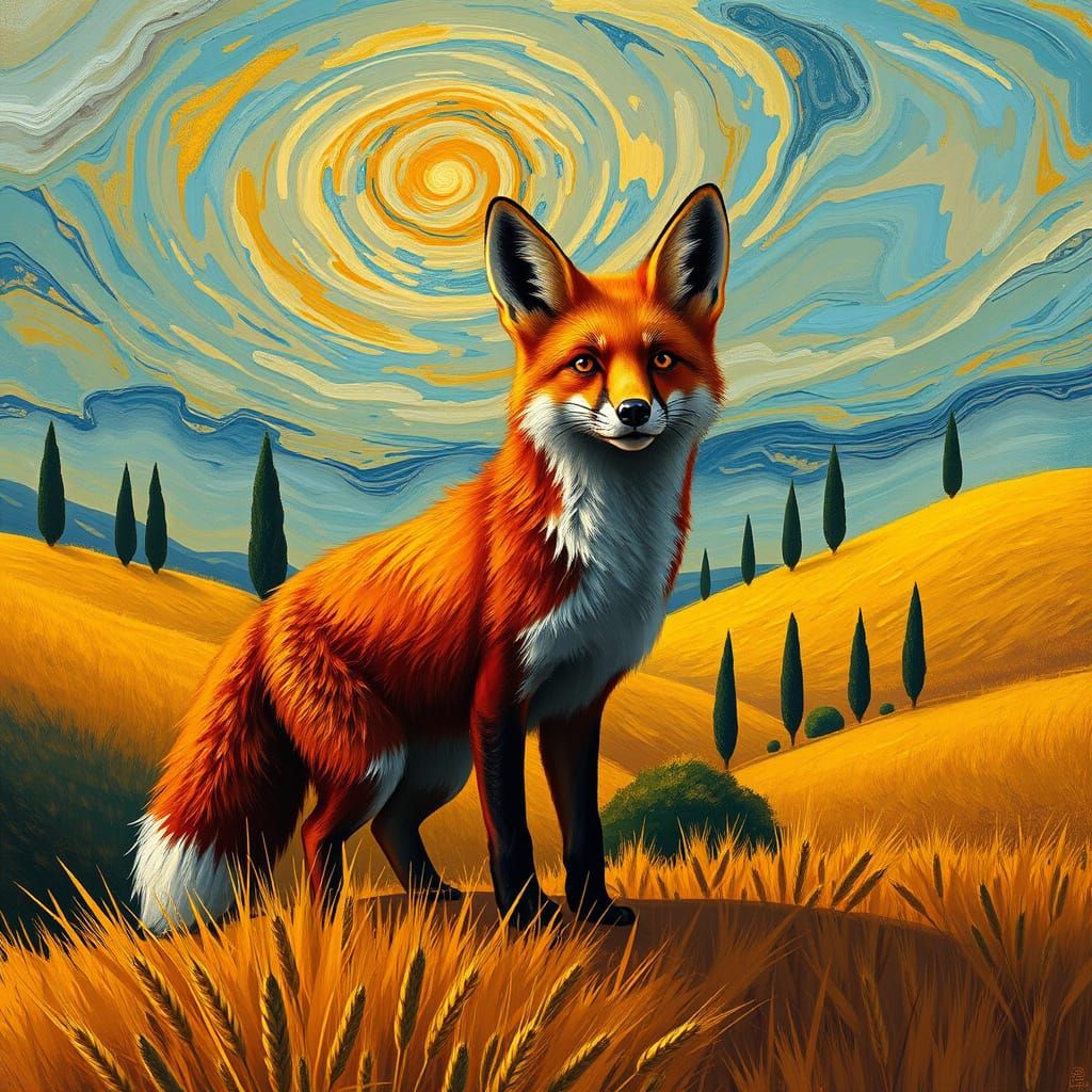Whimsical Tuscan Fox with a Touch of Fantasy