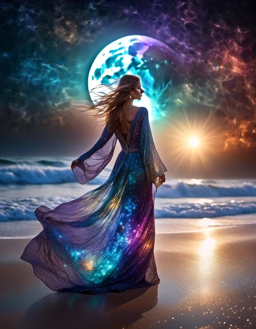 Galactic Sorceress with Sun and Moon