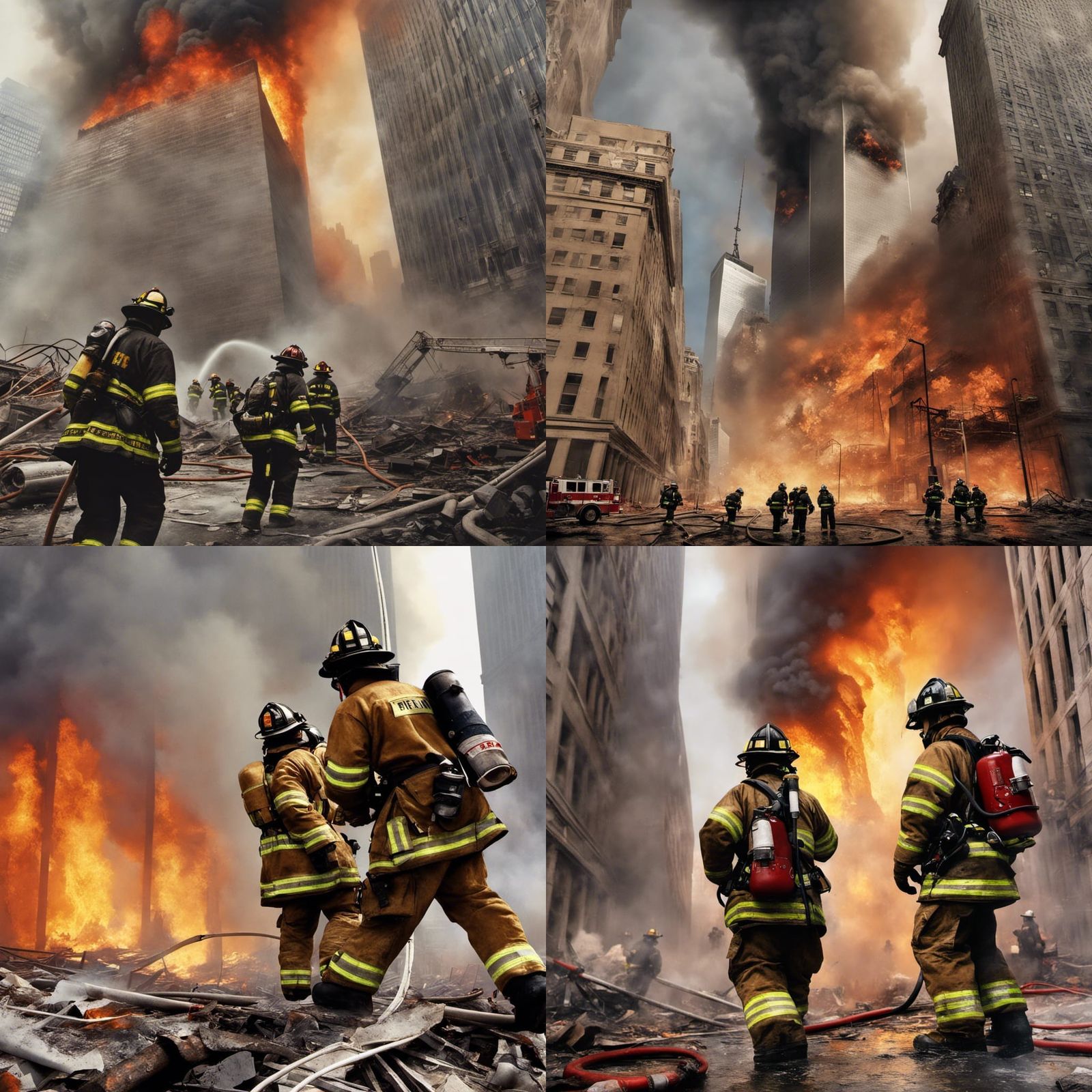 Firefighters in Action at World Trade Center Inferno