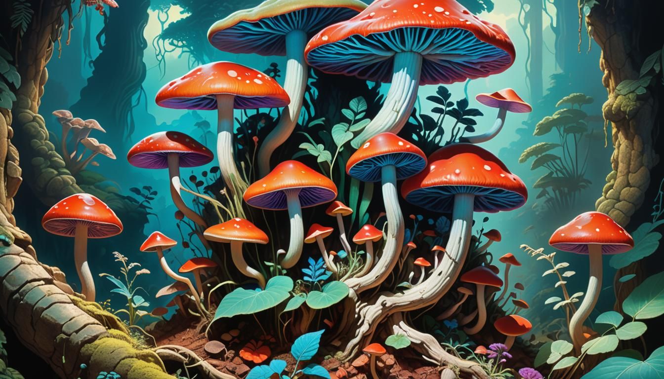 FAT CLUSTER OF PSYLOCIB CUBENSIS WITH MANY PEYOTE AND SALVIA...