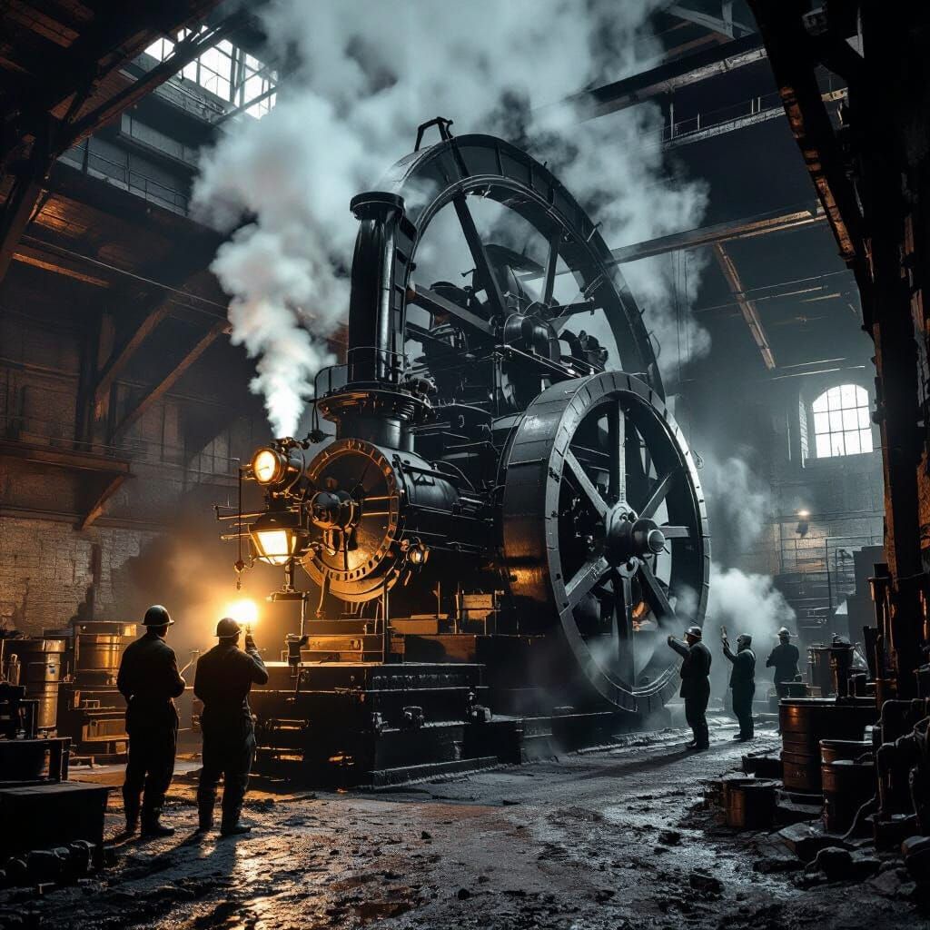 Thomas Newcomen's Steam Engine at a Coal Mine