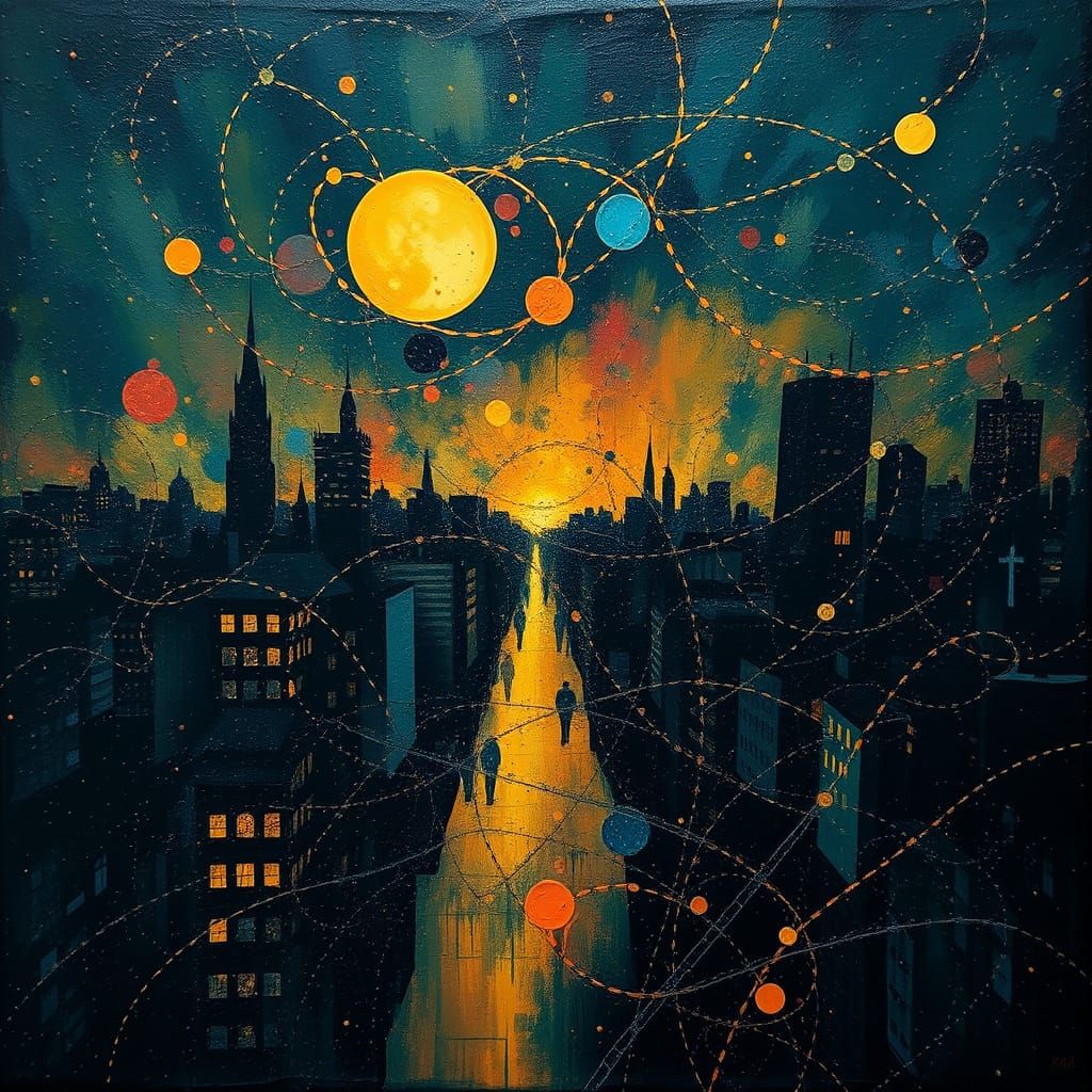 Ethereal Cityscape in a Gilded Dark Aesthetic