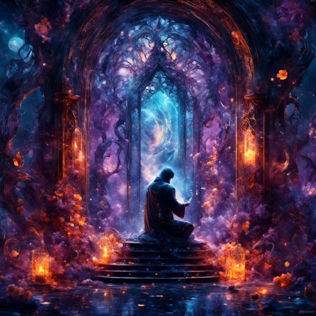 Regal Figure at Altar in Fantasy Concept Art