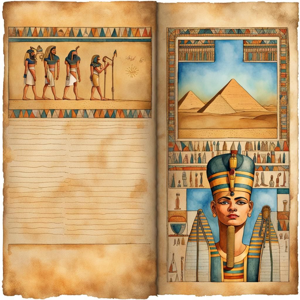 Ancient Egypt Pharaoh Journal Page in Watercolor Style