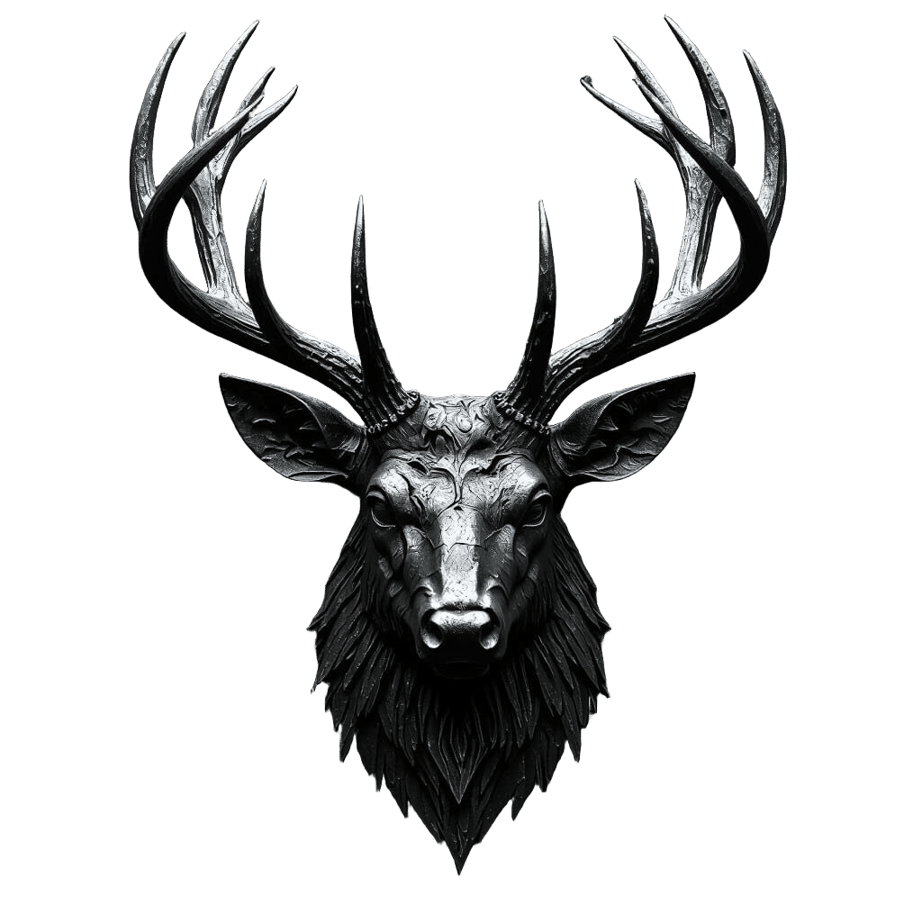 Steel Stag Head in Dramatic Industrial Style