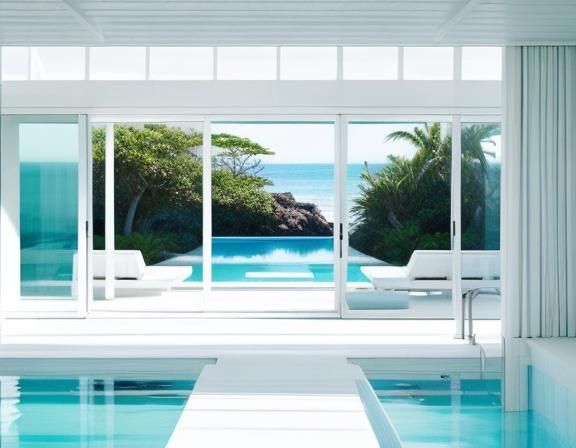 Minimalist White Room with Infinity Pool