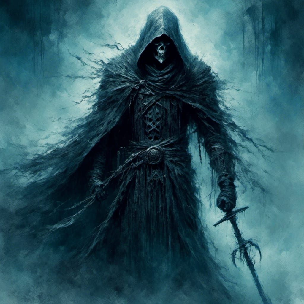 Dark Fantasy Figure with Scythe in Gothic Style