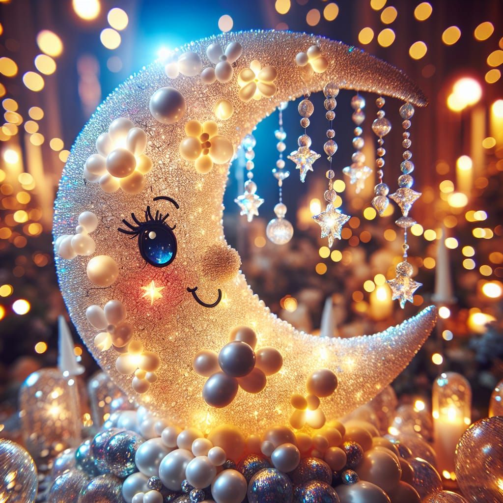 Magical Balloon Moon Shimmers with Light