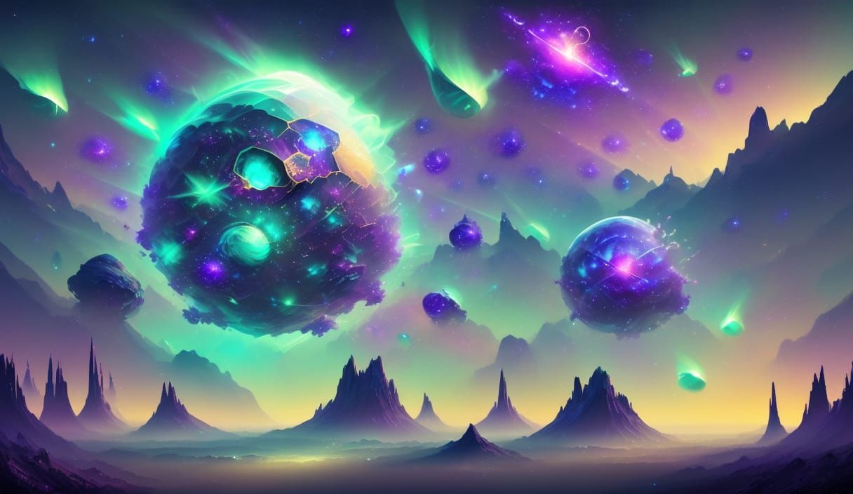 Ethereal Energy Being Drifting Through Cosmic Galaxy