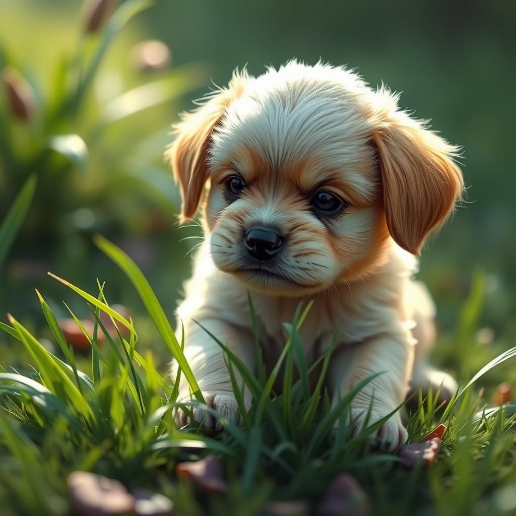 Puppy's First Grass Encounter: Fantasy Concept Art