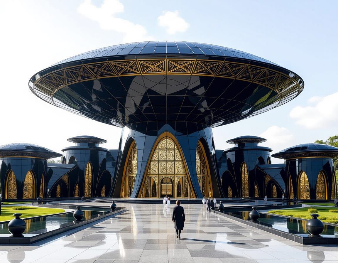 Wakandan Alien Palace with Obsidian Walls