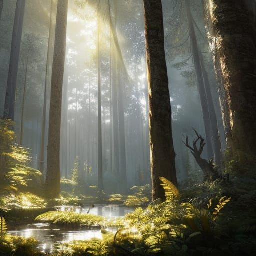 Sunlit Forest: Hyperdetailed Digital Matte Painting