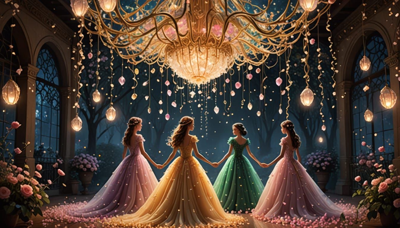 Enchanted Crystal Chandelier with Swinging Fairies