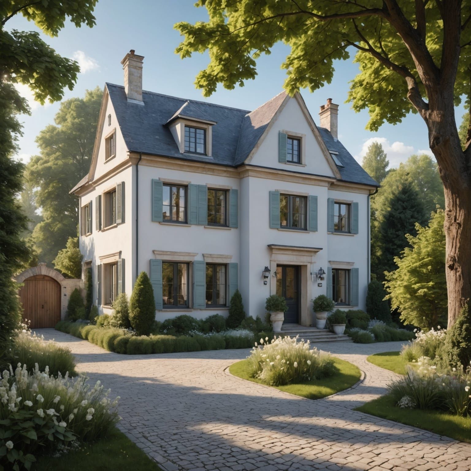 Airy Country House on Winding Street: Abstract Landscape