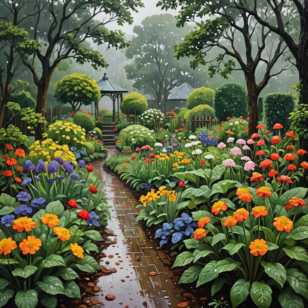Garden on a Rainy Day