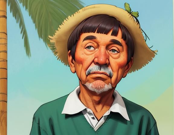 Color Pencil Drawing of a Young Man with Palms