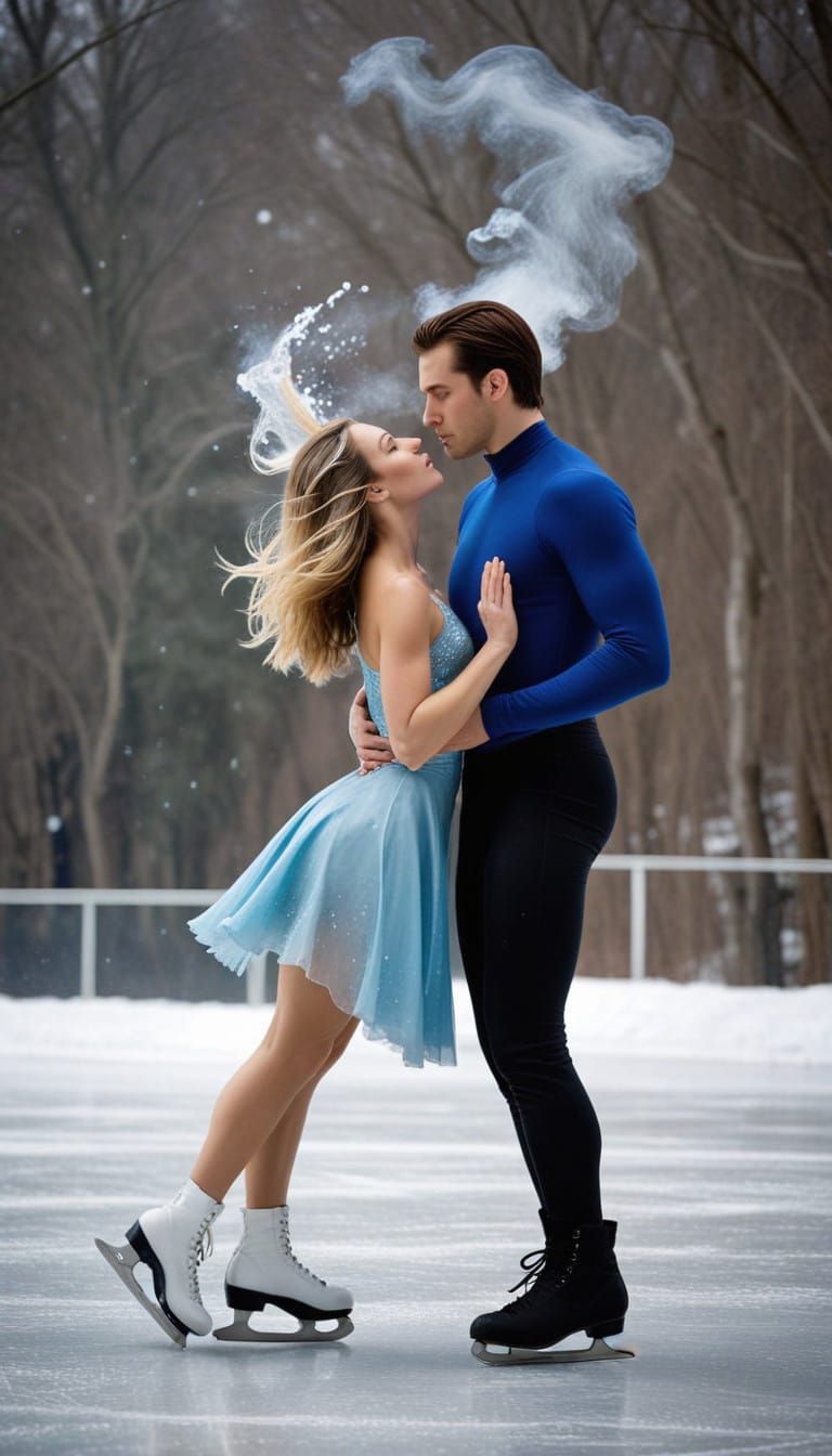 Romantic Ice-Skating Duo in Motion