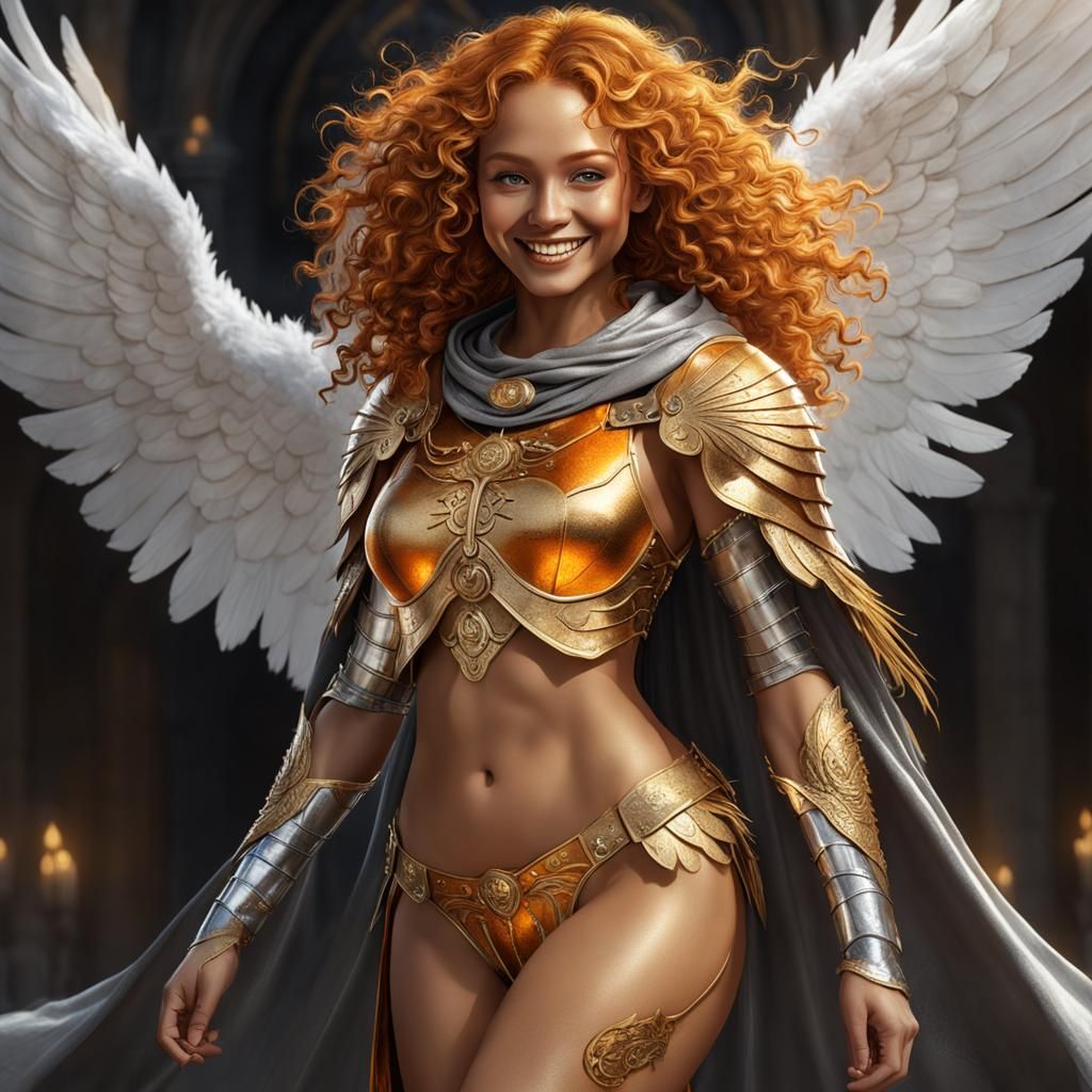 Golden Girl with Silver Wings: Dark Fantasy Concept Art