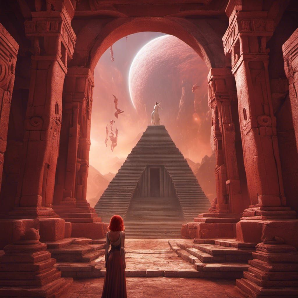 Ancient Alien Temple Portal: Detailed Matte Painting
