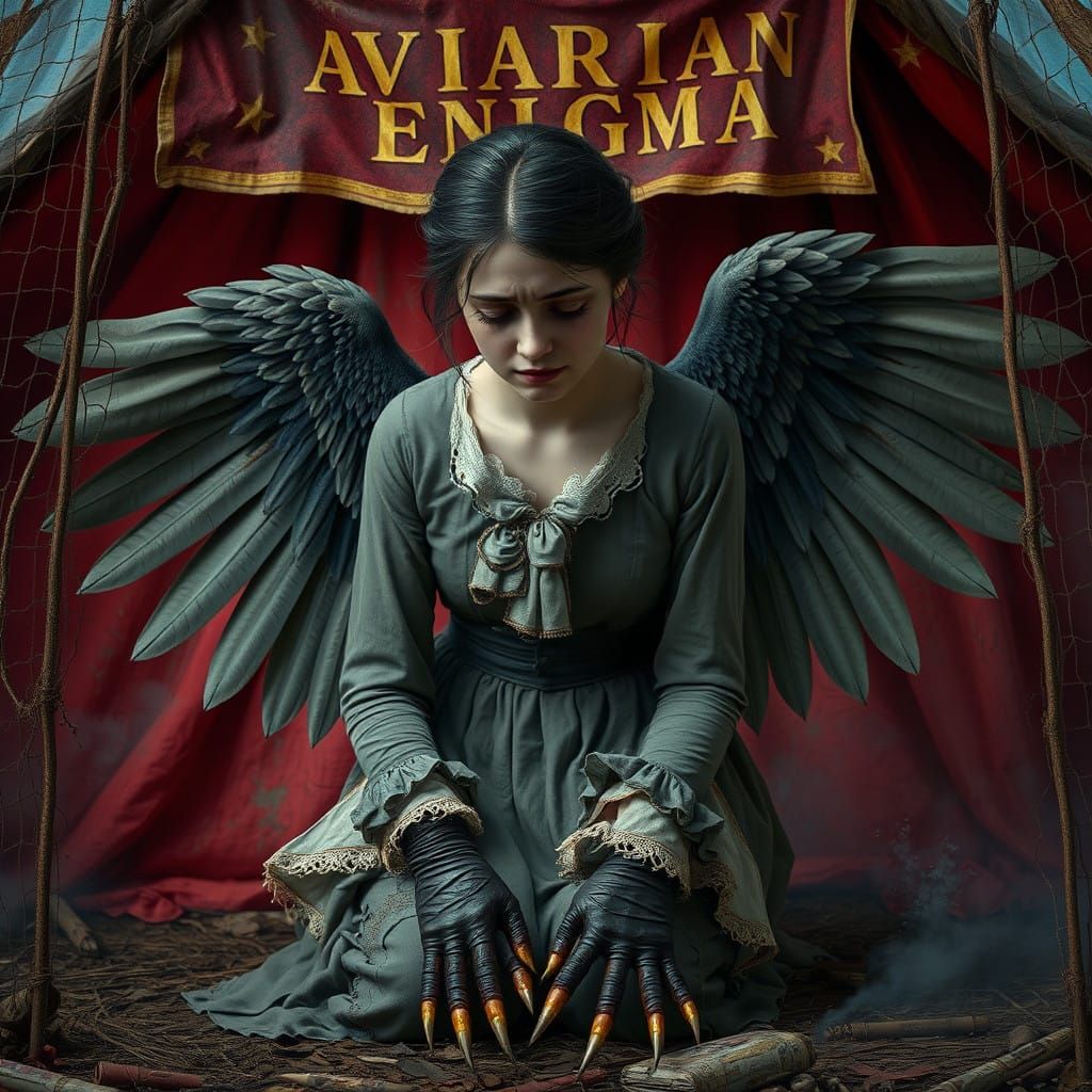 A Melancholic Aviarian Enigma in Victorian Attire