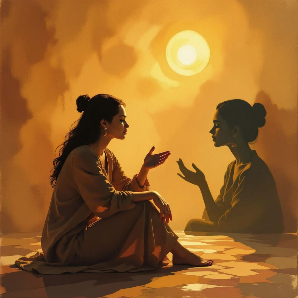 Woman's Shadow Dialogue: Symbolic AI Art