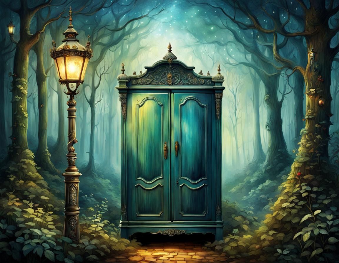 Narnia Forest Lamppost in Watercolor Ink Style