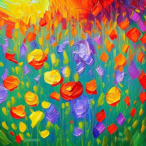 Secret Flower Garden in Expressionist Oil Painting