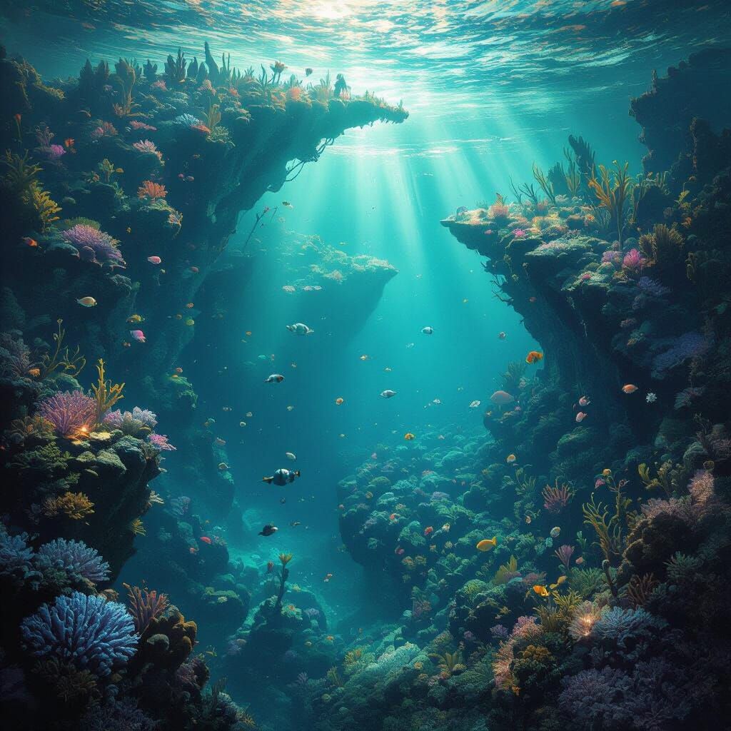Dark Fantasy Coral Reefs in Deep Color