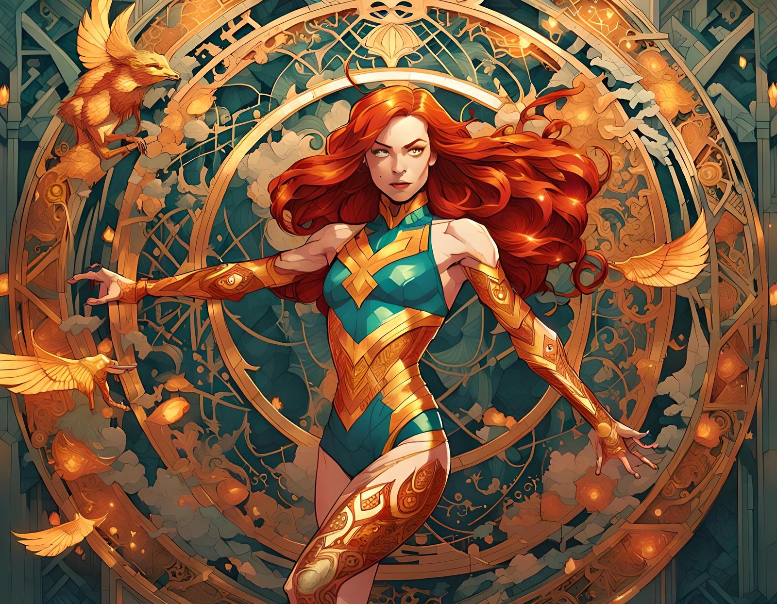 Jean Grey Phoenix: Detailed Digital Art Illustration